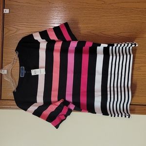 Karen Scott Black & Pink Stripe Shirt